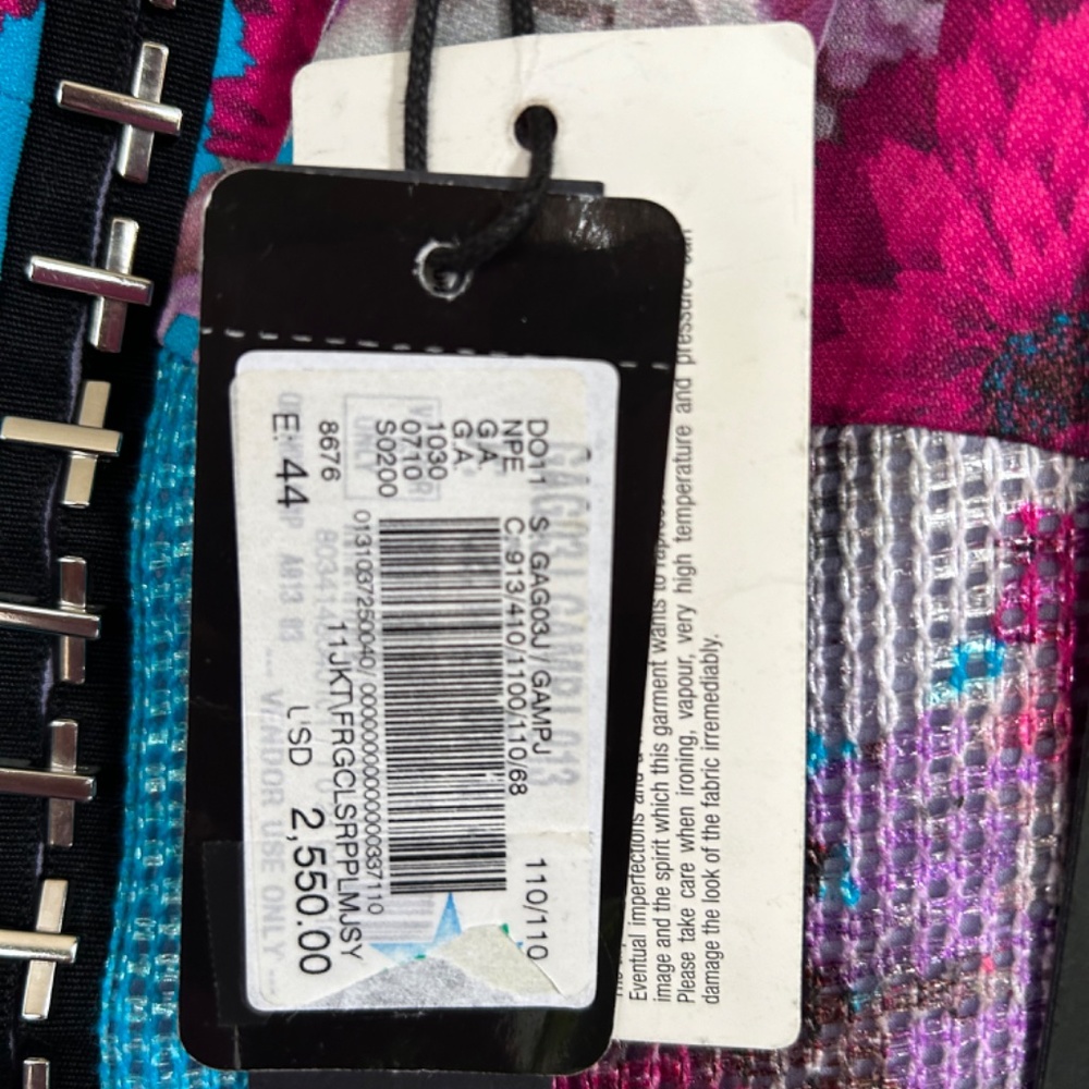 Versace Lilac Floral Raffia Corset Dress with Flounce Skirt, Size 44 - US 8 - Picture 12 of 16